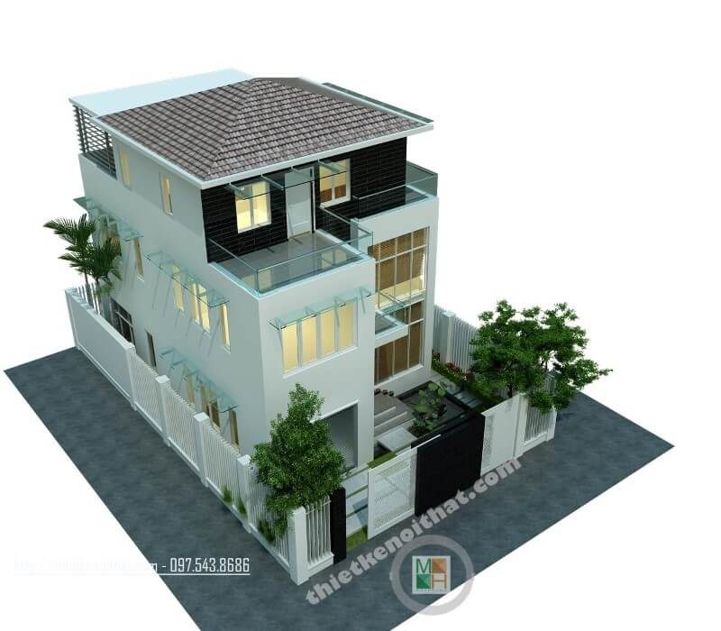 Công trình thiết kế kiến trúc nhà biệt thự hiện đại đẹp cao cấp ở Hà Đông Hà Nội
